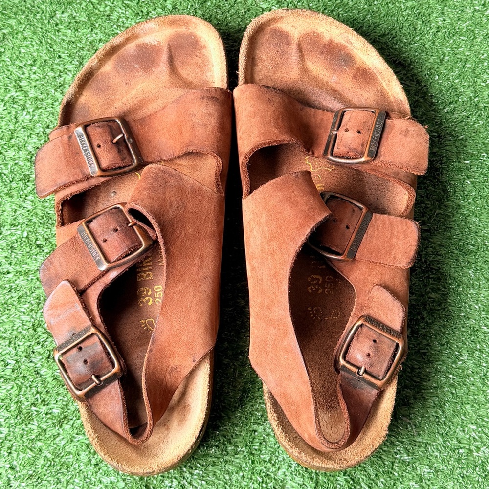 Birkenstock Women's Brown Suede Triple-Buckle Sandals